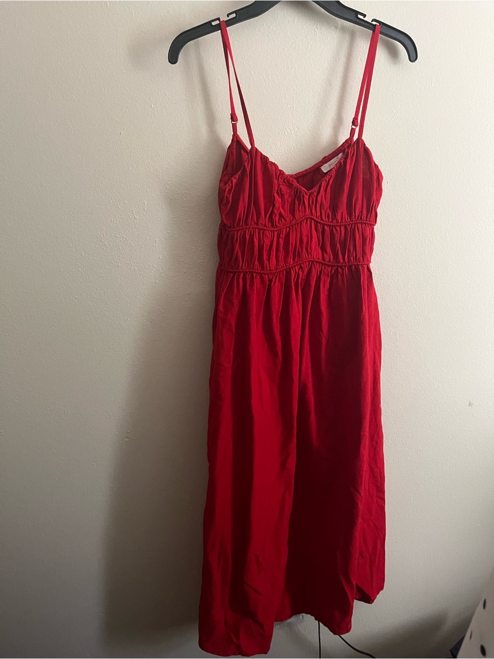 Sim & Sam Red Midi Spaghetti Strap Dress